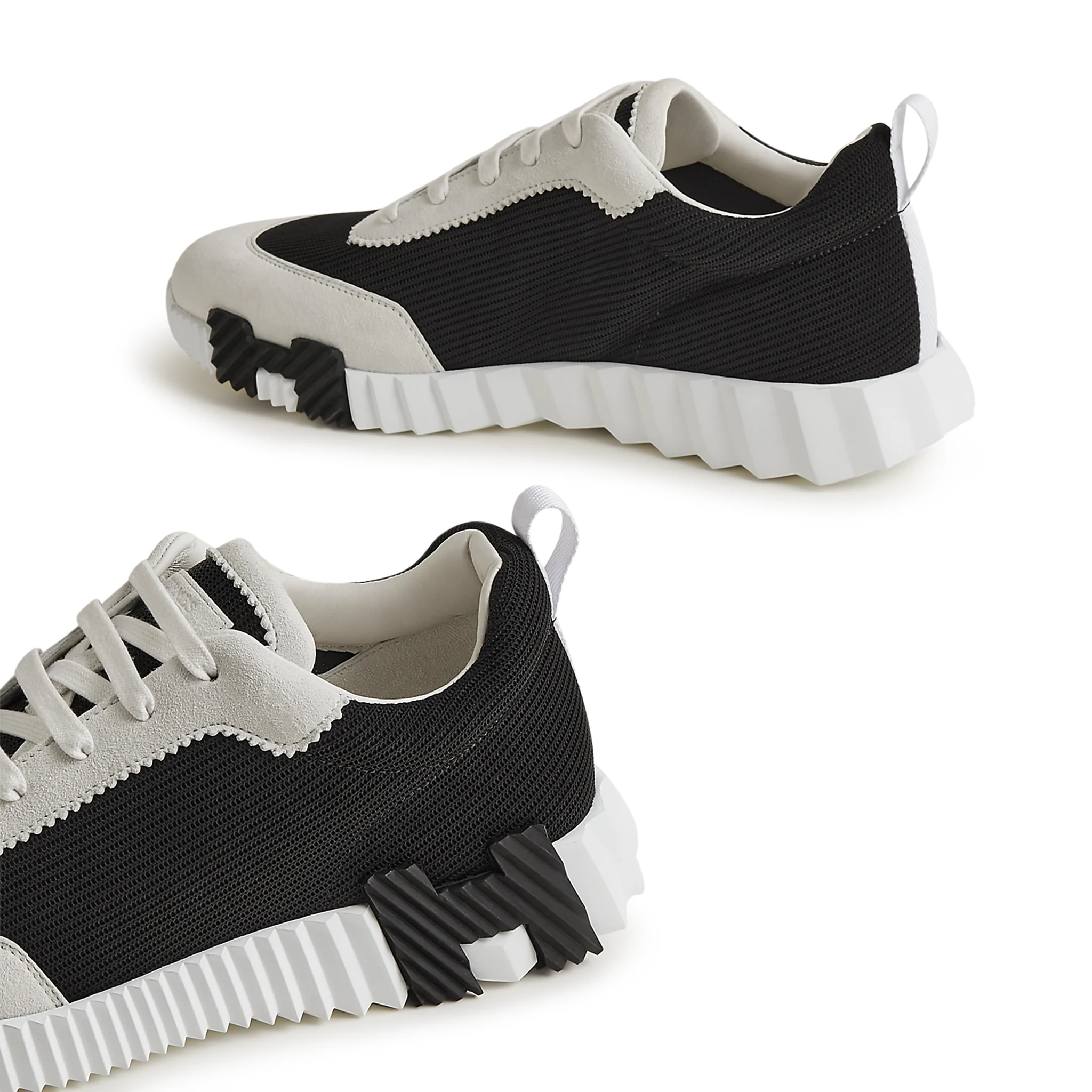 Sole view of Hermes Paris Bouncing Sneaker White Black